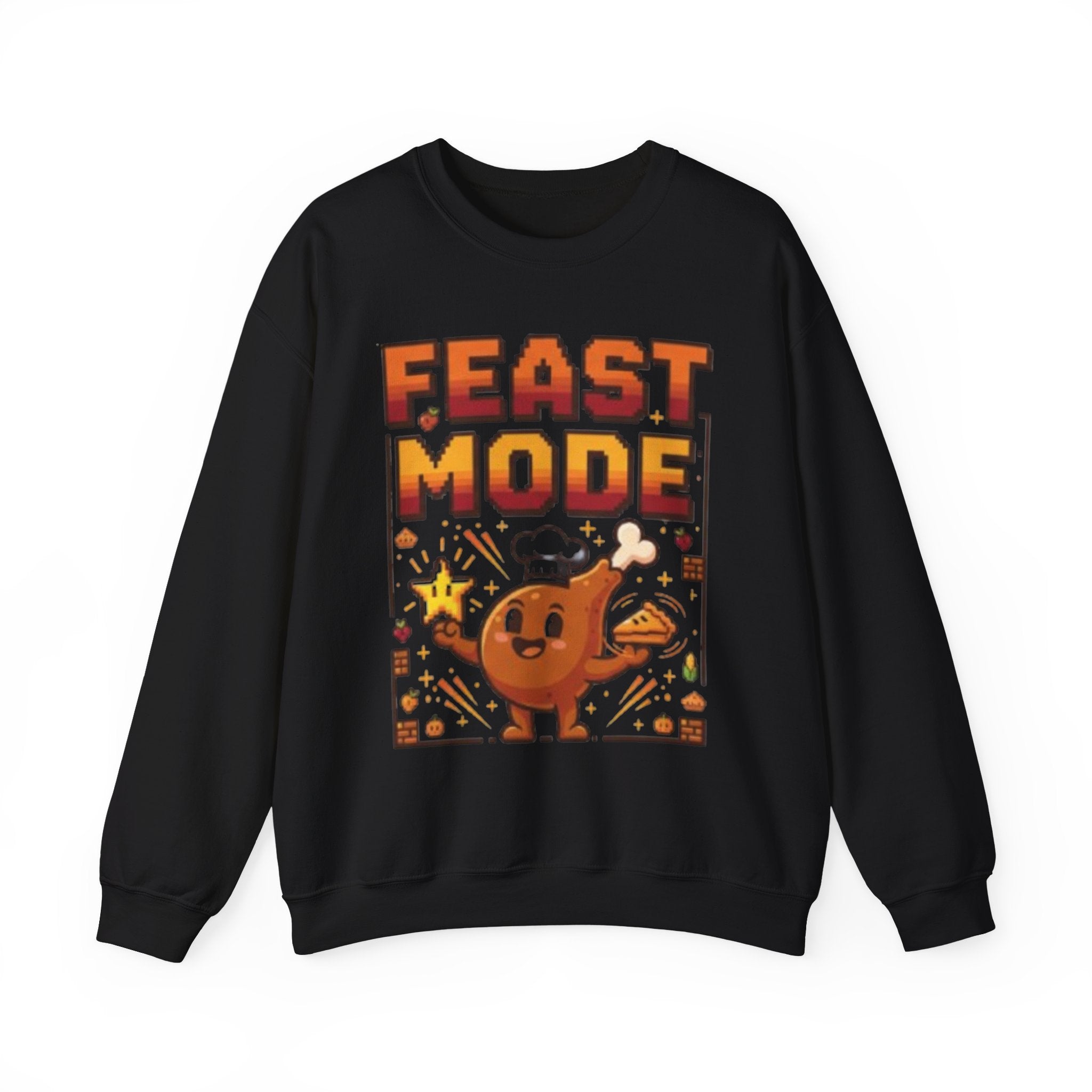 Feast Mode Sweatshirt – Funny Thanksgiving Food Cartoon Crewneck