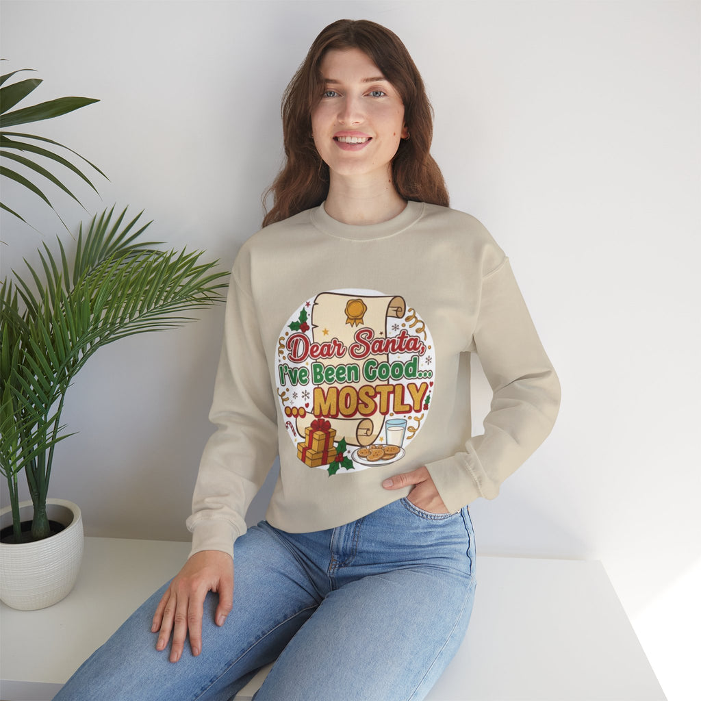 Sweatshirt — "Dear Santa, I've Been Good... Mostly" Funny Christmas Crewneck
