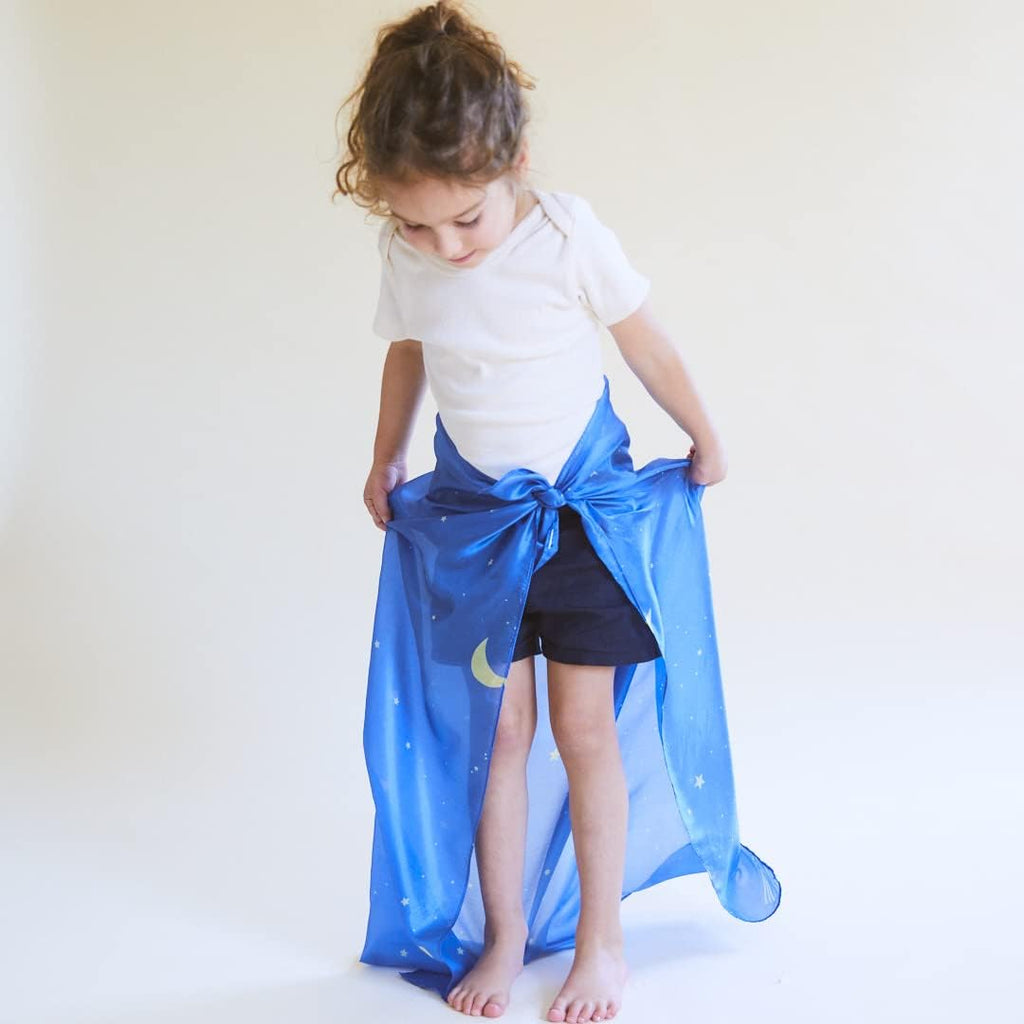 Enchanted Playsilk, 100% Silk Scarves for Kids and Toddlers, Sensory Toys | Bright Square Scarves, Montessori Waldorf Toys for Imaginative Pretend Play - Starry Night