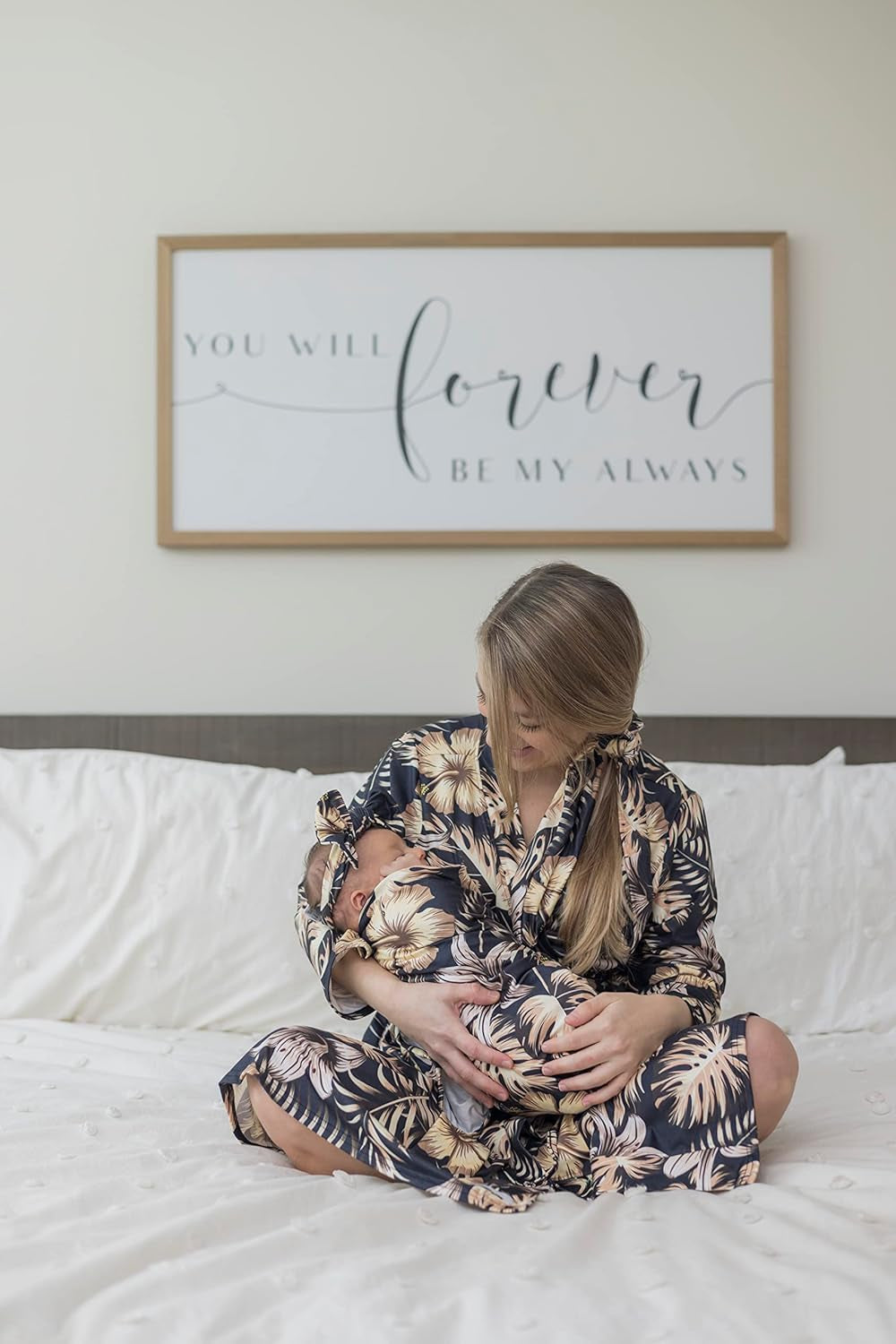 Maternity Robe and Baby Swaddle Blanket, Milk Silk Matching Delivery Robe and Swaddling Wrap for Mom and Baby