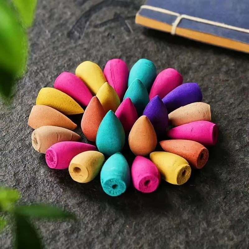 Backflow Incense Cones for Waterfall Mixed Natural Scents Waterfall Incense Burner Holder Gift Ideal for Yoga Aromatherapy