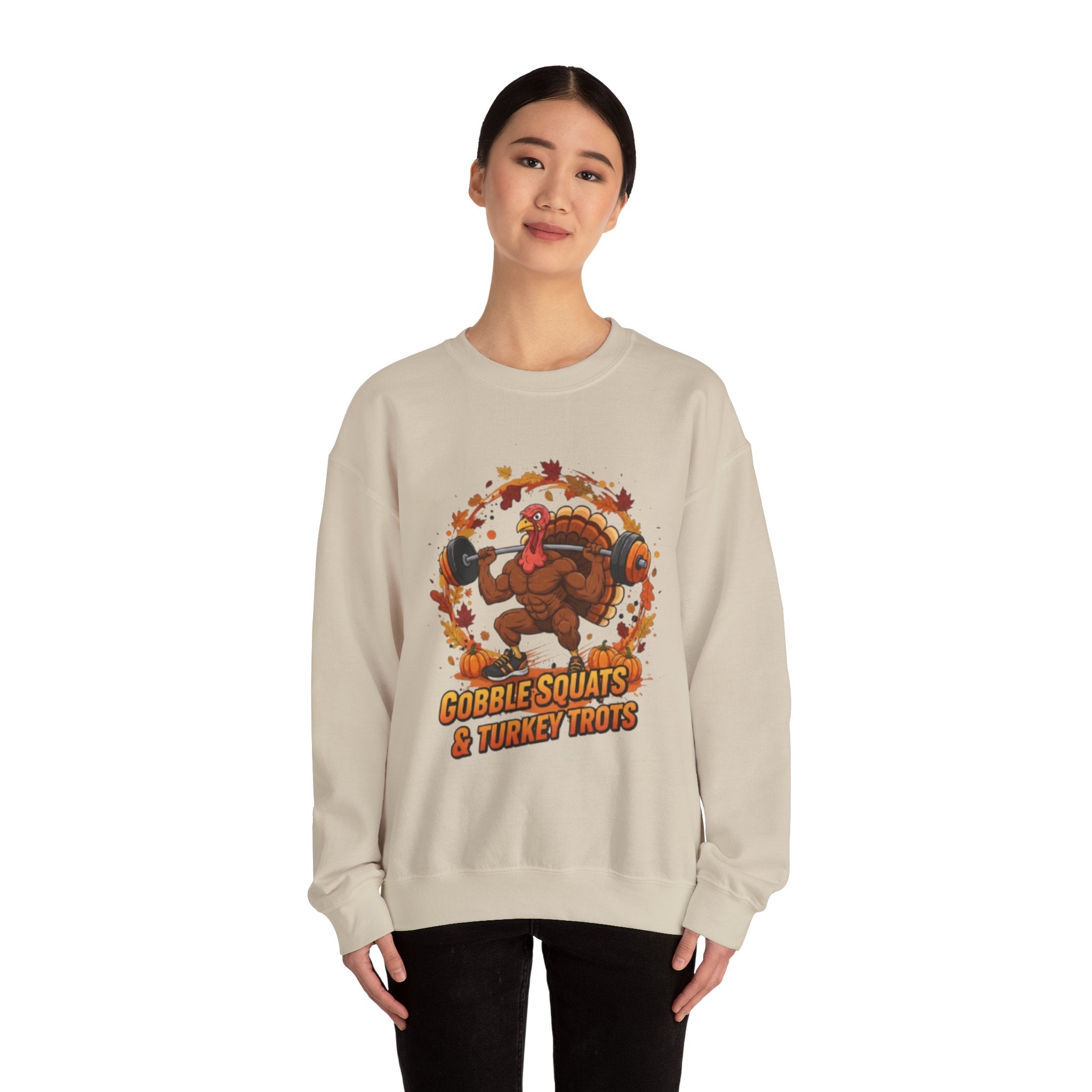 Thanksgiving Workout Sweatshirt — "Gobble Squats & Turkey Trots"