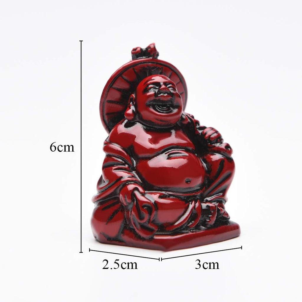 BRABUD 2'' Red Resin Laughing Buddha Figurines Good Gift and Collection Set of 6
