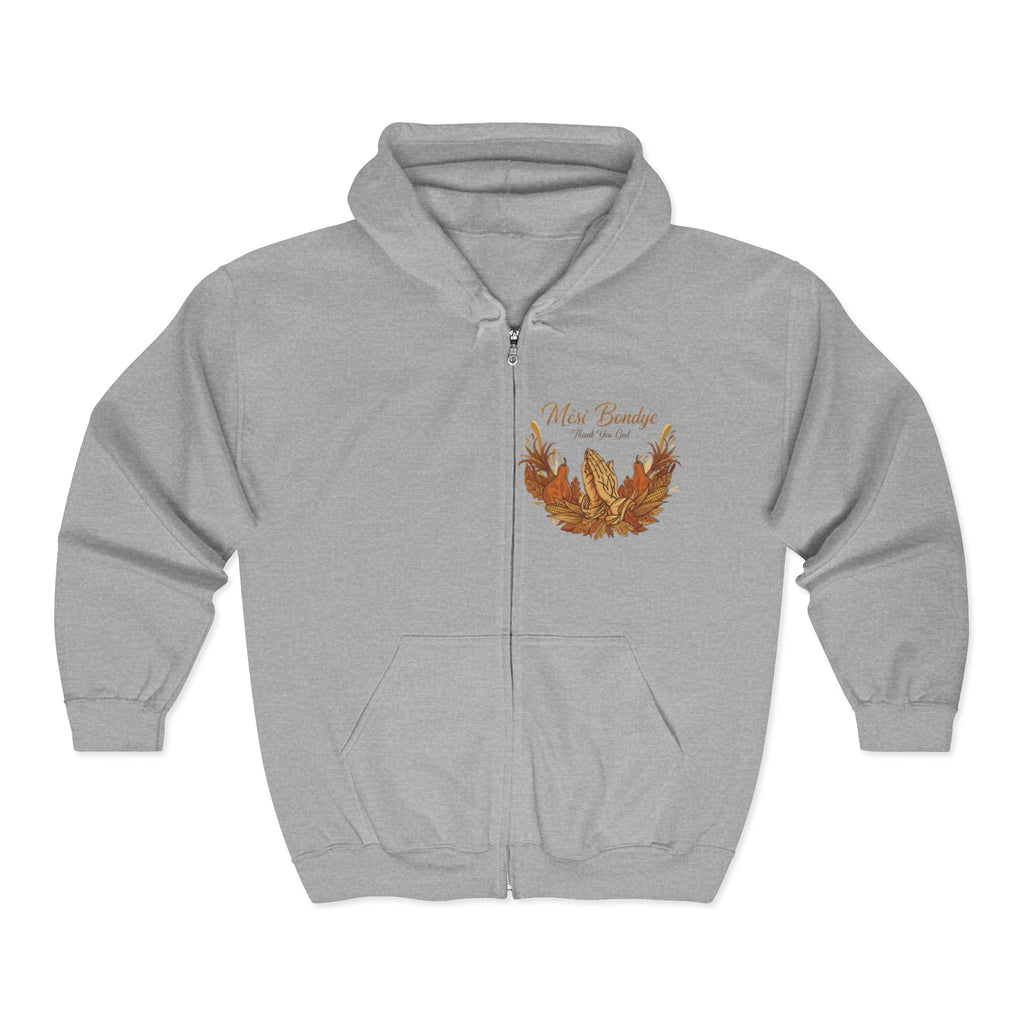 Fall Leaves Full-Zip Hoodie - 'Mèsi Bondye' Autumn Leaf Design