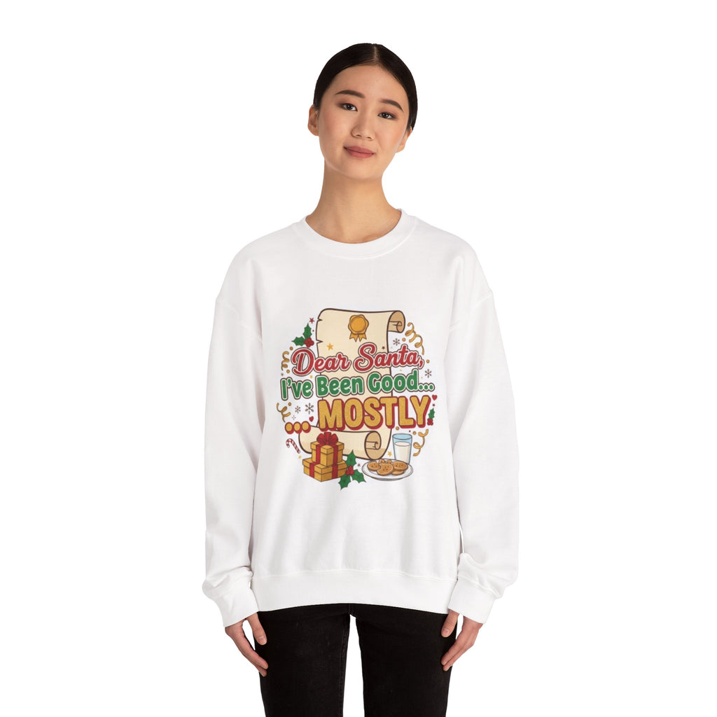 Sweatshirt — "Dear Santa, I've Been Good... Mostly" Funny Christmas Crewneck