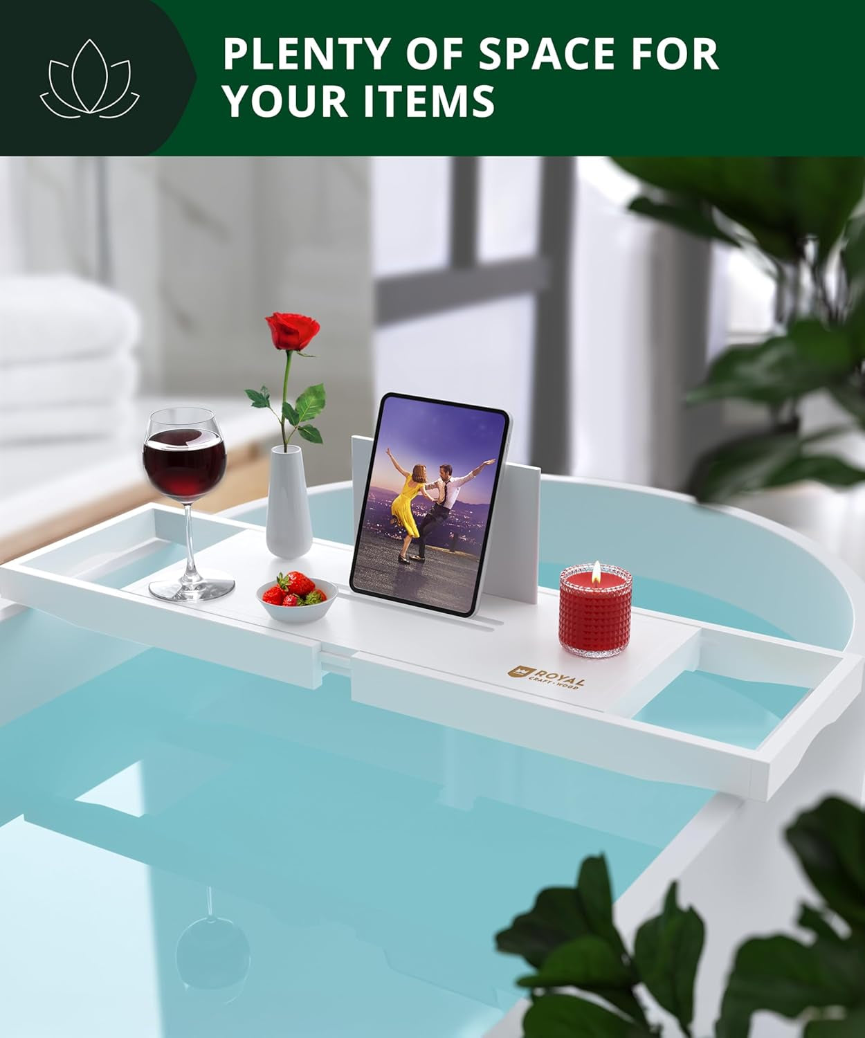 Premium Bathtub Tray - Expandable Bath Tray for Tub - Luxury Bathtub & Bathroom Accessories