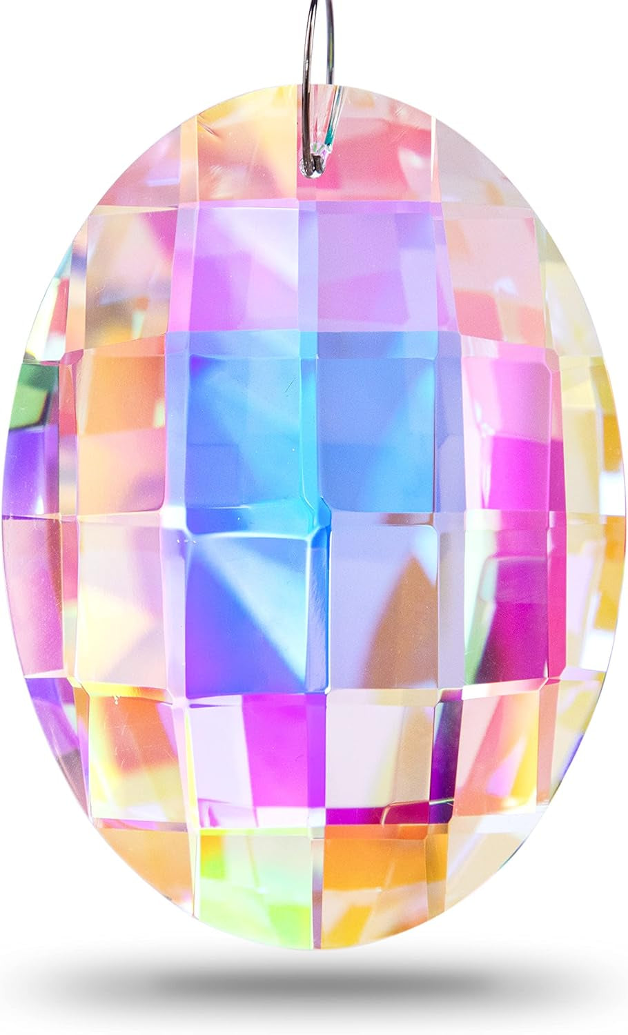 Colorful Oval Drop Hanging Crystals Chandelier Prisms Feng Shui Ornament Window Suncatchers 76Mm