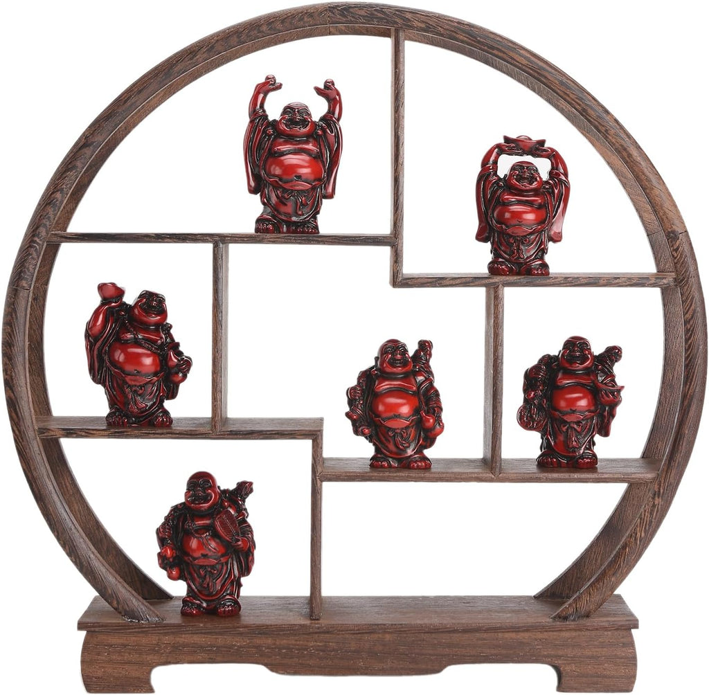 BRABUD 2.5'' Red Resin Laughing Buddha Figurines Good Gift and Collection Set of 6 (Big Red)