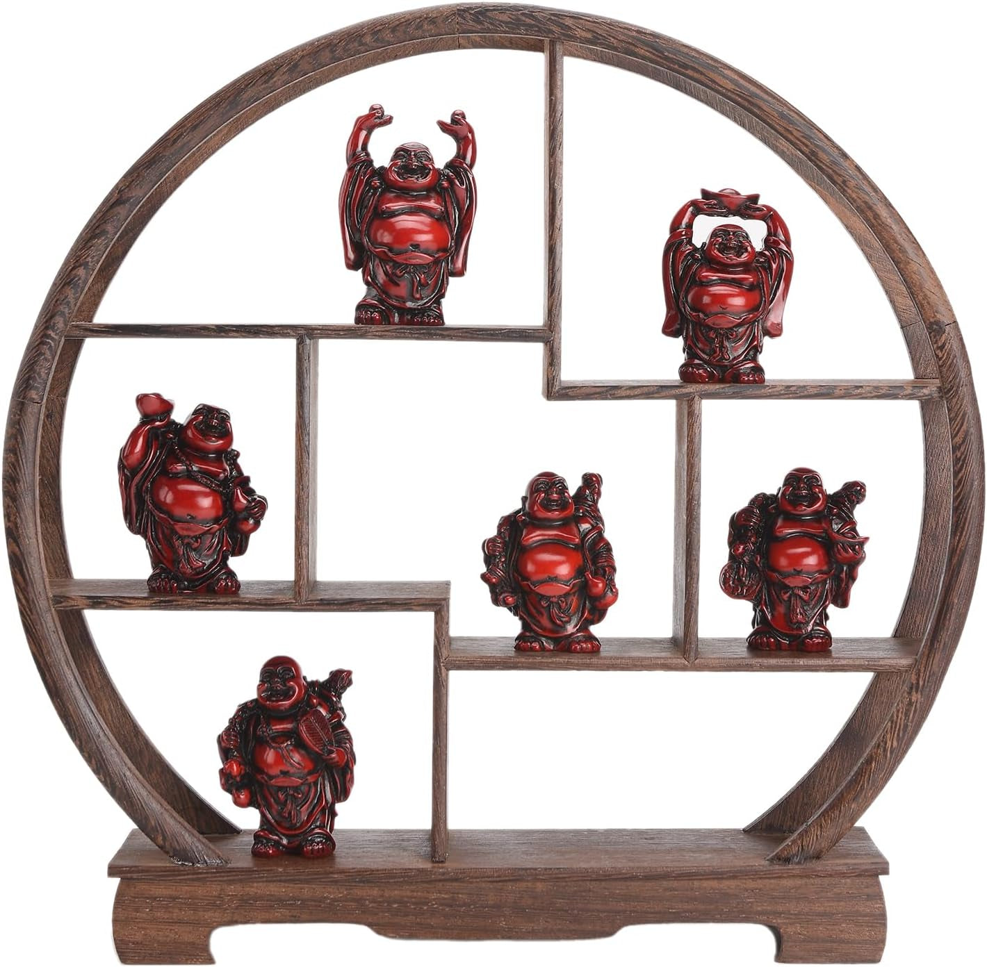 BRABUD 2.5'' Red Resin Laughing Buddha Figurines Good Gift and Collection Set of 6 (Big Red)