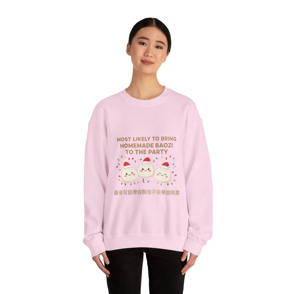 Baozi Crewneck Sweatshirt — "Most Likely to Bring Homemade Baozi to the Party" Cute Foodie Pullover