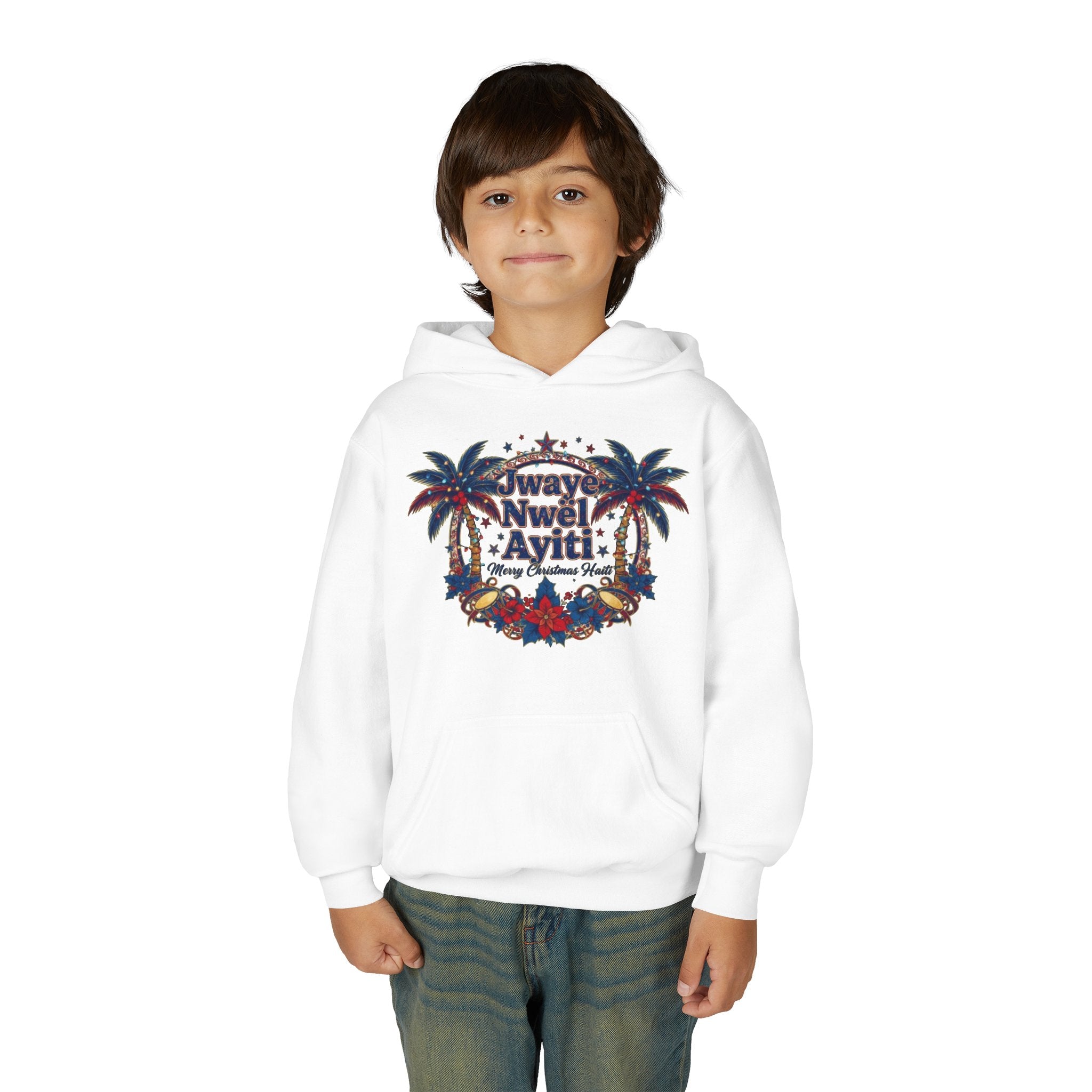 Youth Hoodie — ‘Always Niwel Ayiti’ Haitian Pride Tropical Design