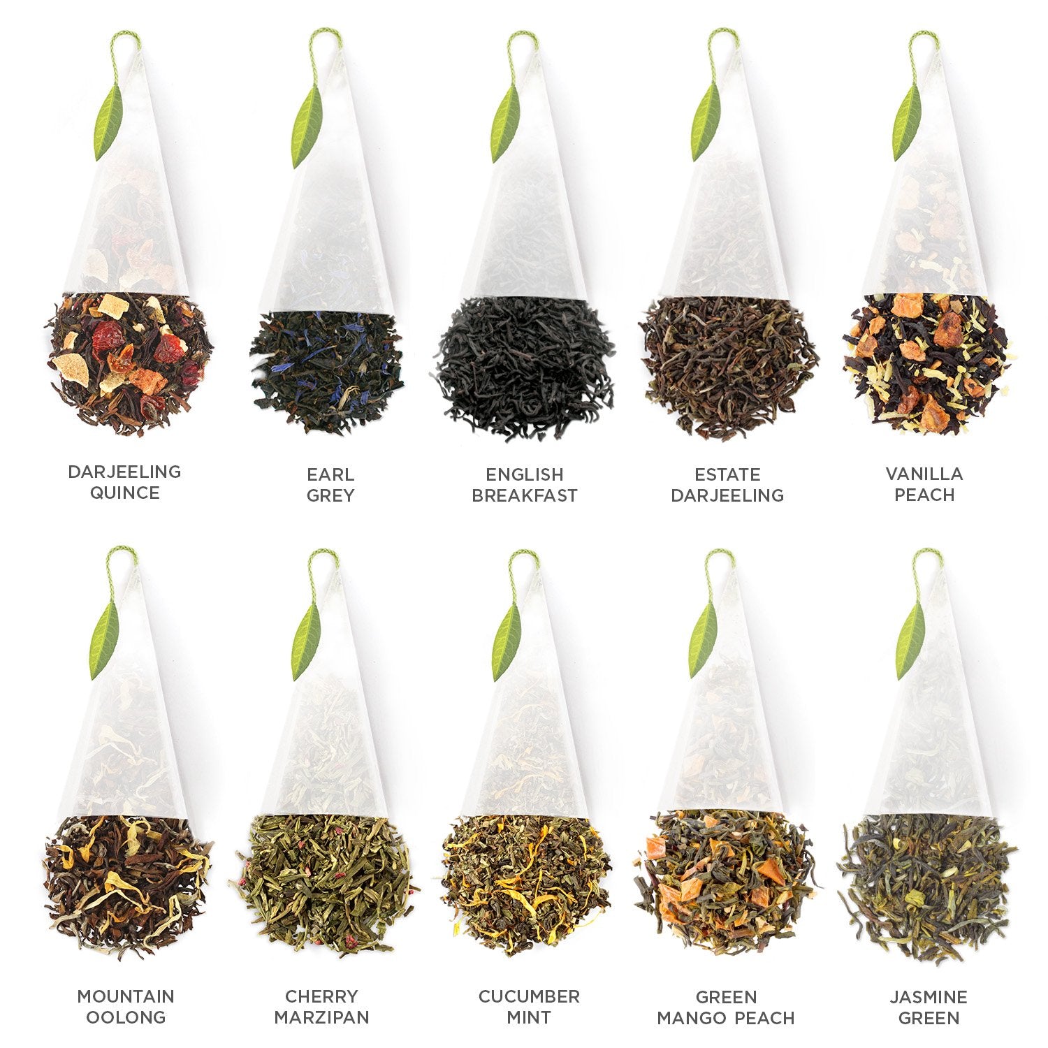 Tea Tasting Assortment Premium Tea Chest Gift Sampler, 40 Count, 2 of Each Variety Blend Individually Wrapped Handcrafted Pyramid Infuser Bags