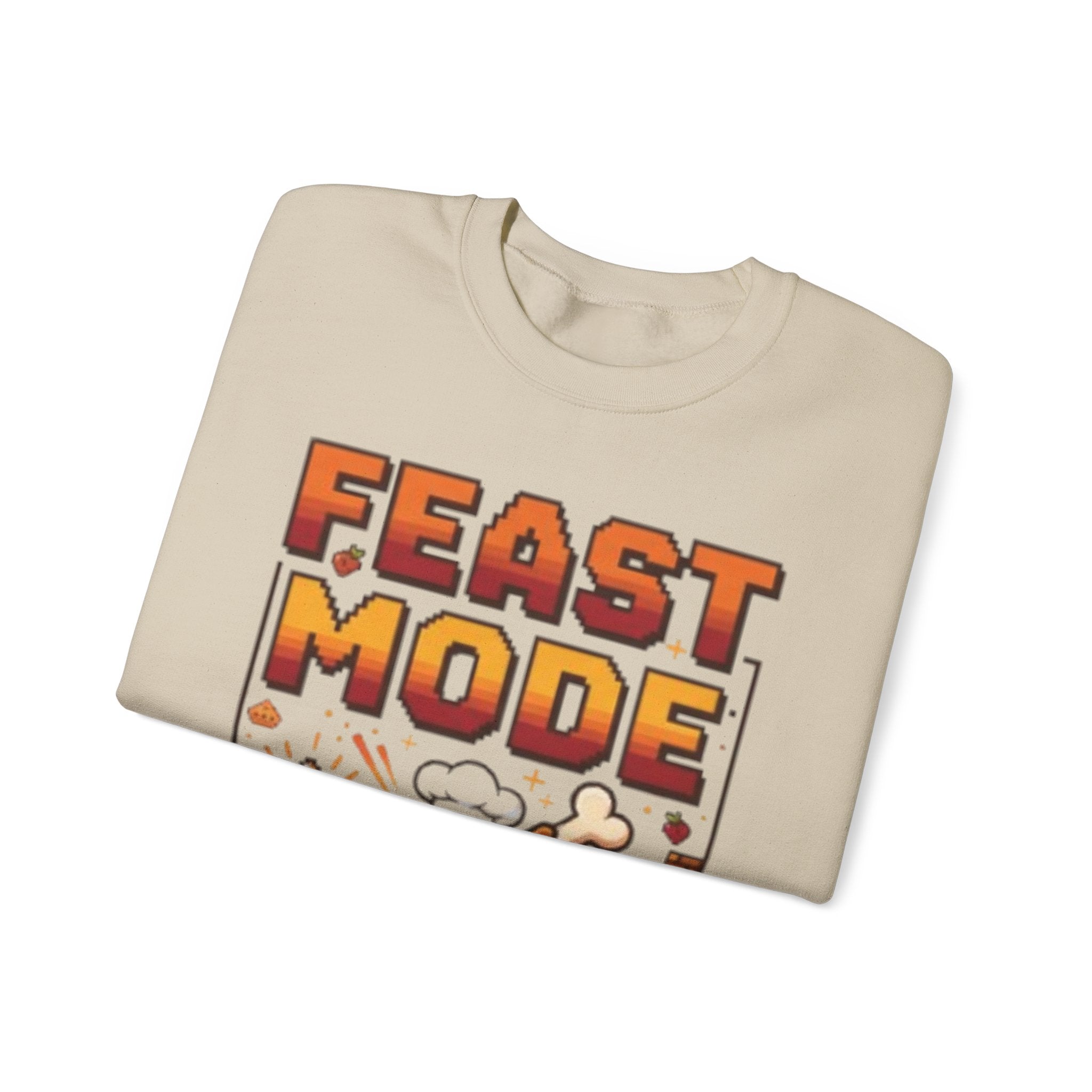 Feast Mode Sweatshirt – Funny Thanksgiving Food Cartoon Crewneck