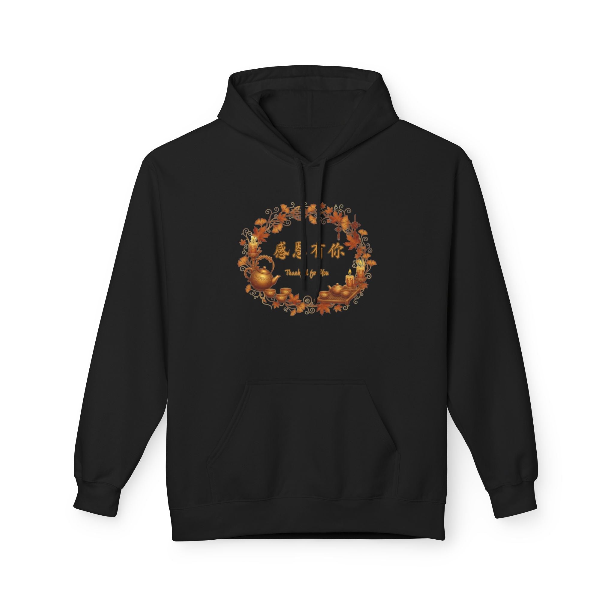 Autumn Blessings Hoodie — Fall Leaf Wreath with 'give thanks' Design