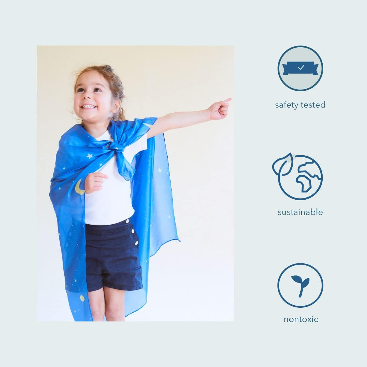 Enchanted Playsilk, 100% Silk Scarves for Kids and Toddlers, Sensory Toys | Bright Square Scarves, Montessori Waldorf Toys for Imaginative Pretend Play - Starry Night