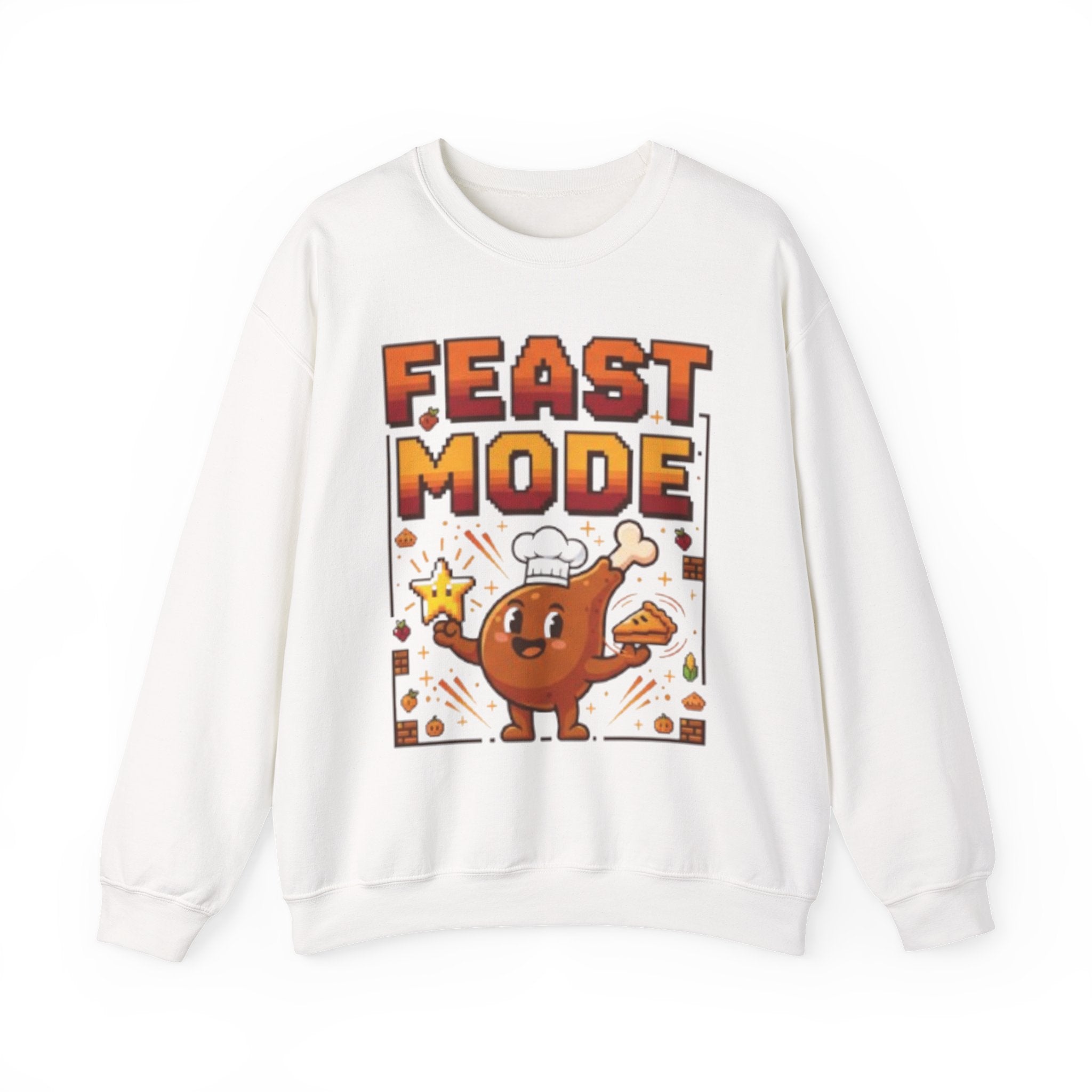 Feast Mode Sweatshirt – Funny Thanksgiving Food Cartoon Crewneck