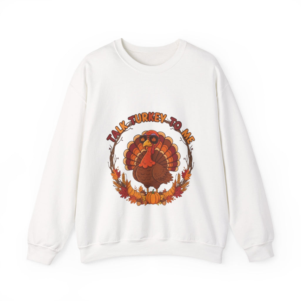 Thanksgiving Turkey Crewneck Sweatshirt - "Talk Turkey To Me" Fall Graphic