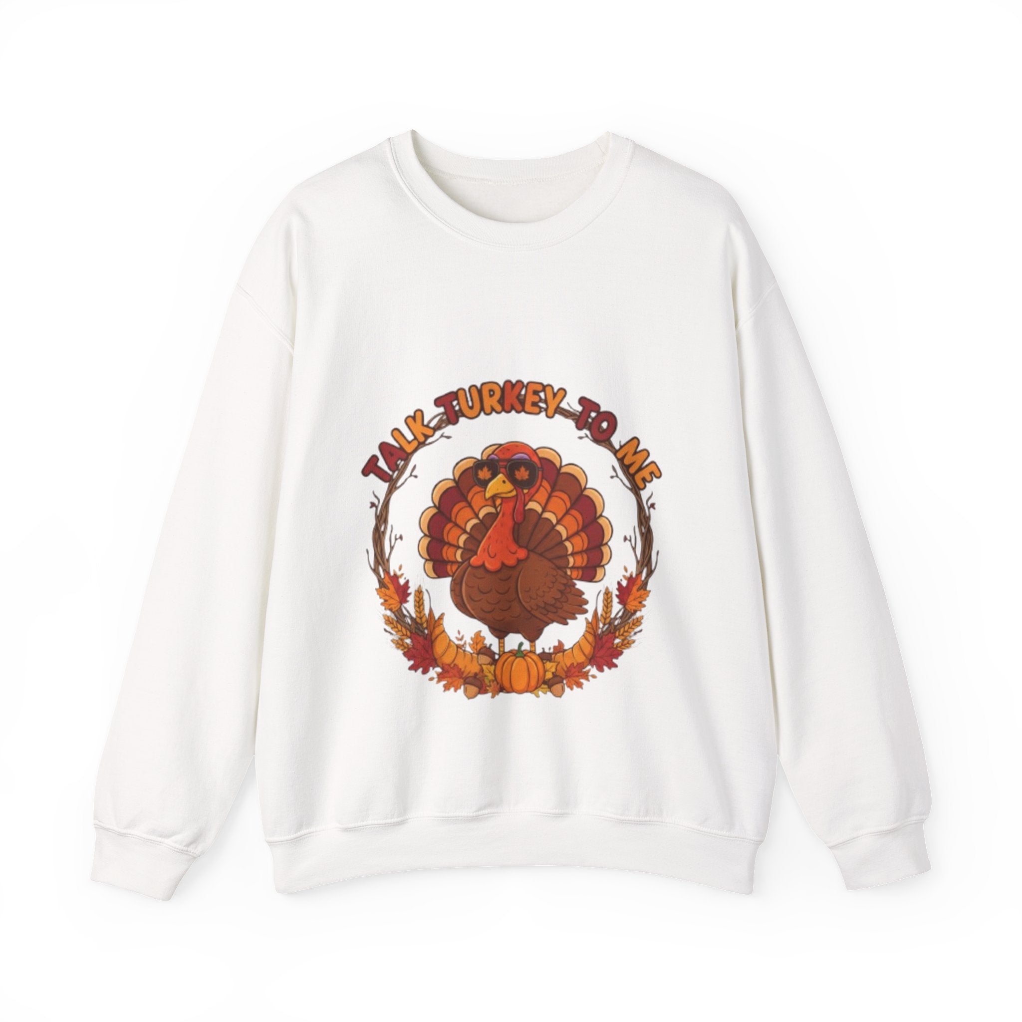 Thanksgiving Turkey Crewneck Sweatshirt - "Talk Turkey To Me" Fall Graphic
