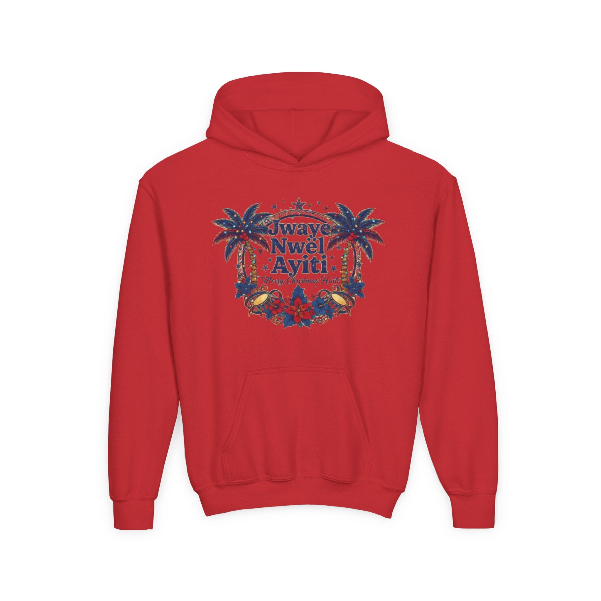 Youth Hoodie — ‘Always Niwel Ayiti’ Haitian Pride Tropical Design