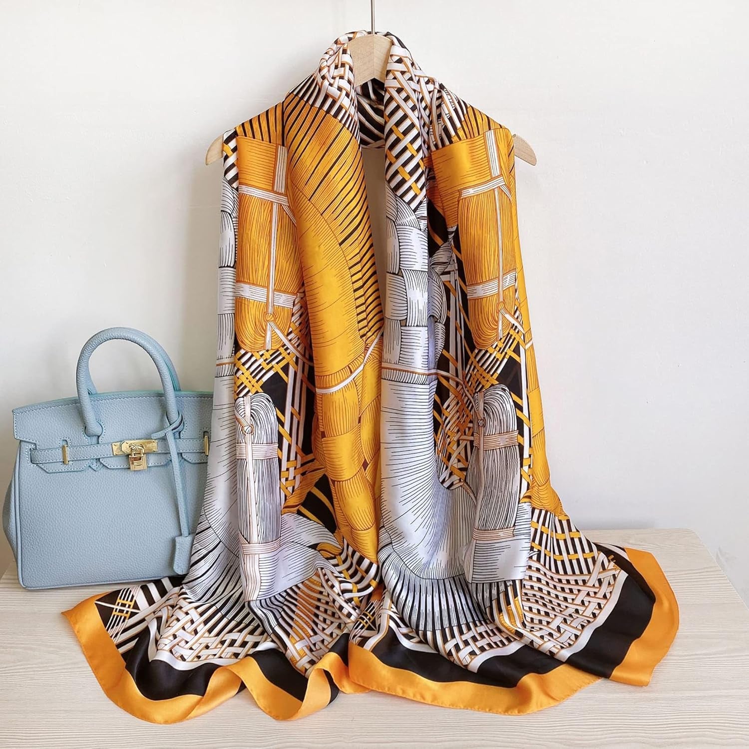 Fashion Scarves Scarf 100% Silk Feeling Scarf Silk like Scarves Long Lightweight Sunscreen Shawls for Women