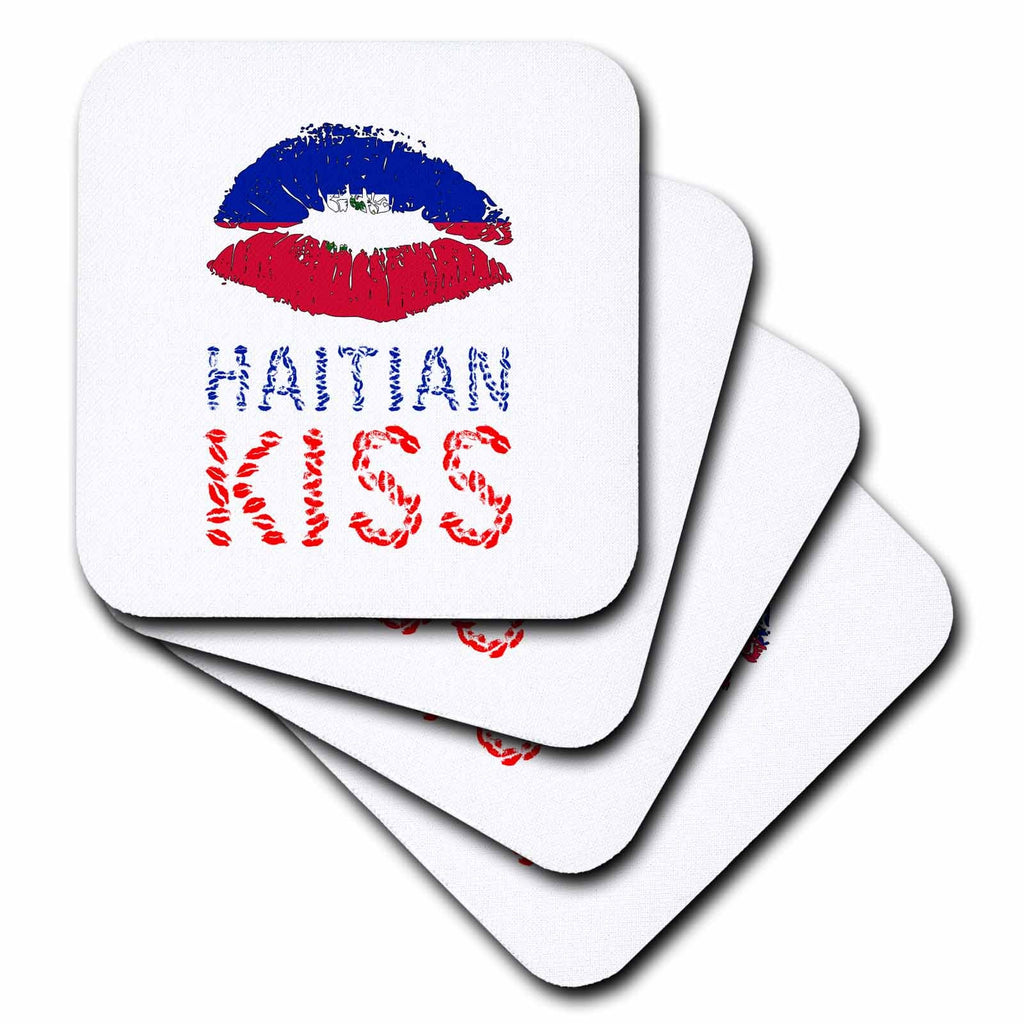 3dRose Woman Lips, The Flag of Haiti. Haitian Kiss Coasters (CST_344706)