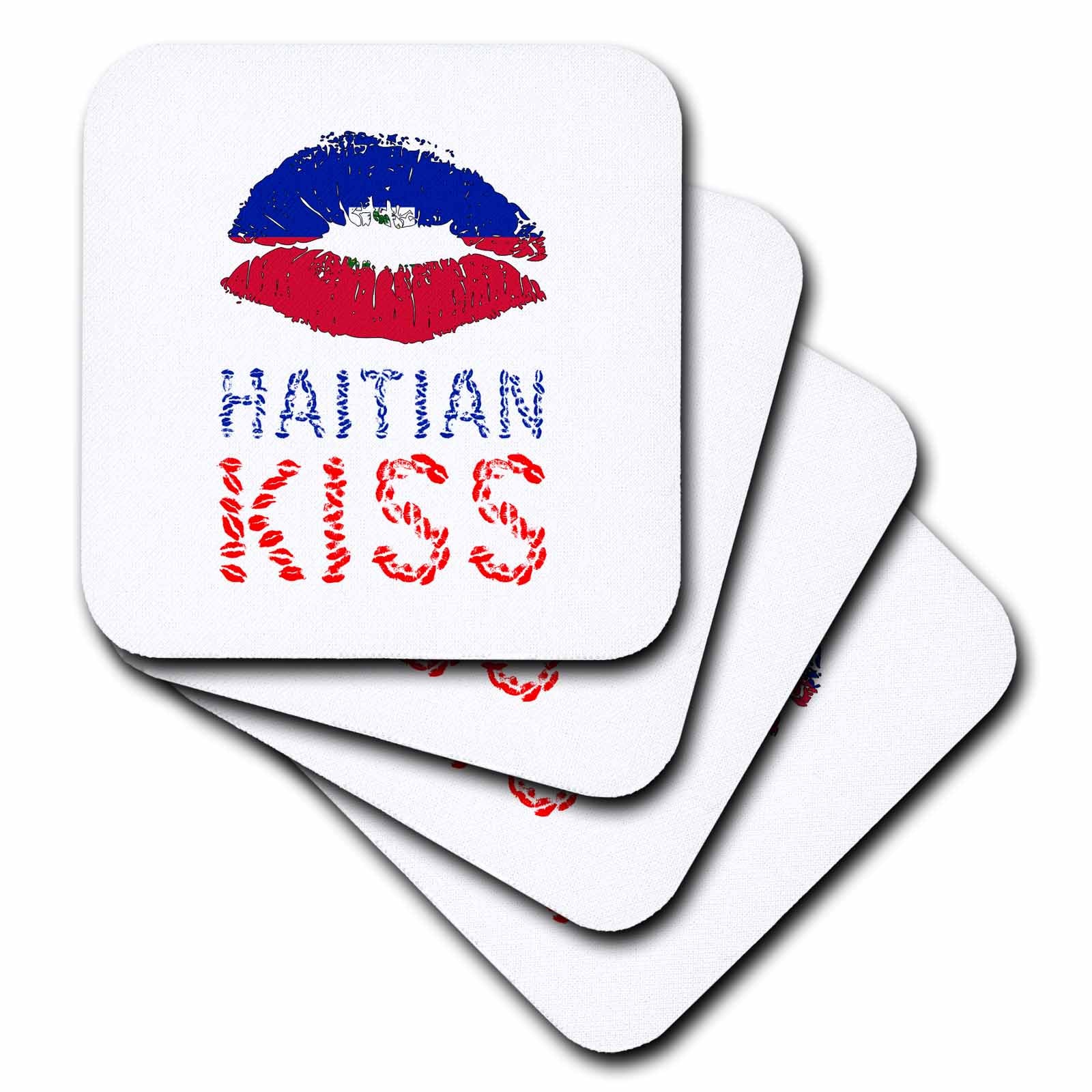 3dRose Woman Lips, The Flag of Haiti. Haitian Kiss Coasters (CST_344706)