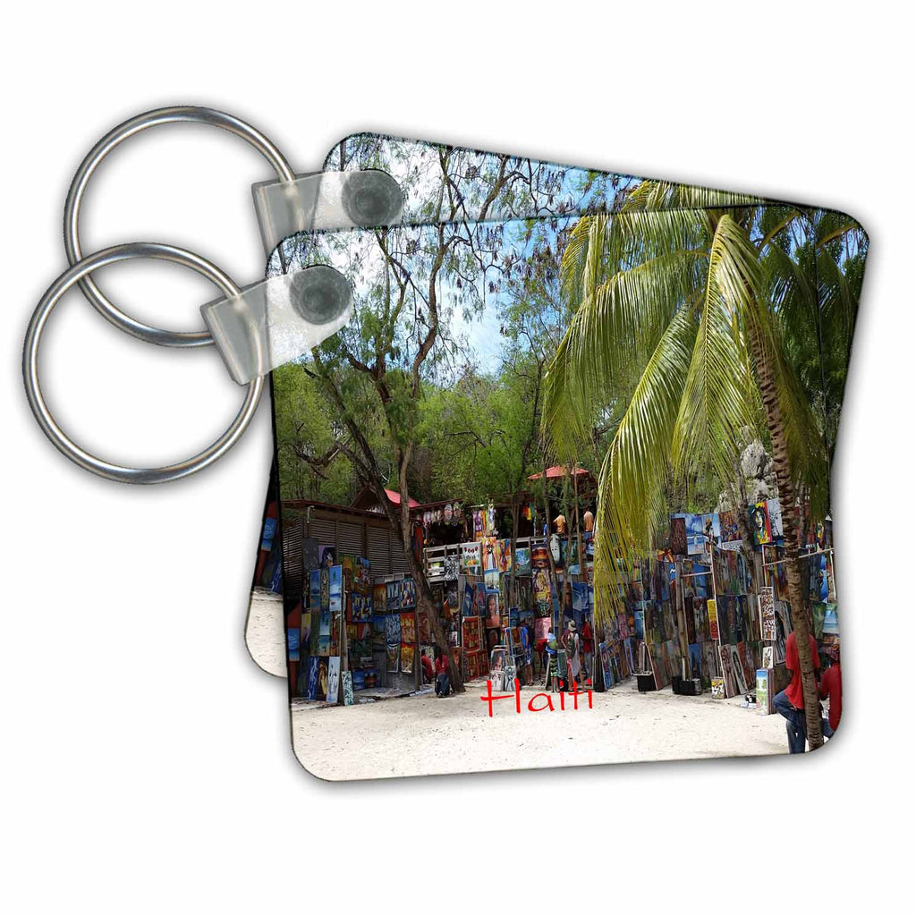 3dRose Key Chains Image of Haitian Art Market (kc-253694-1)