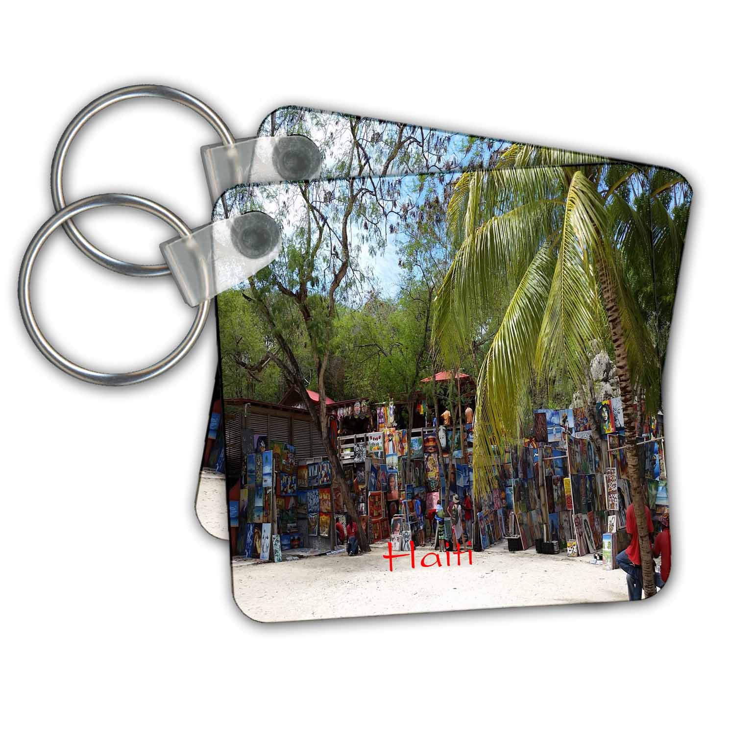 3dRose Key Chains Image of Haitian Art Market (kc-253694-1)