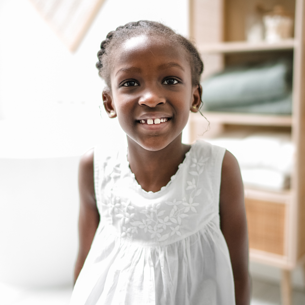 Little Girl Dress - White Garland