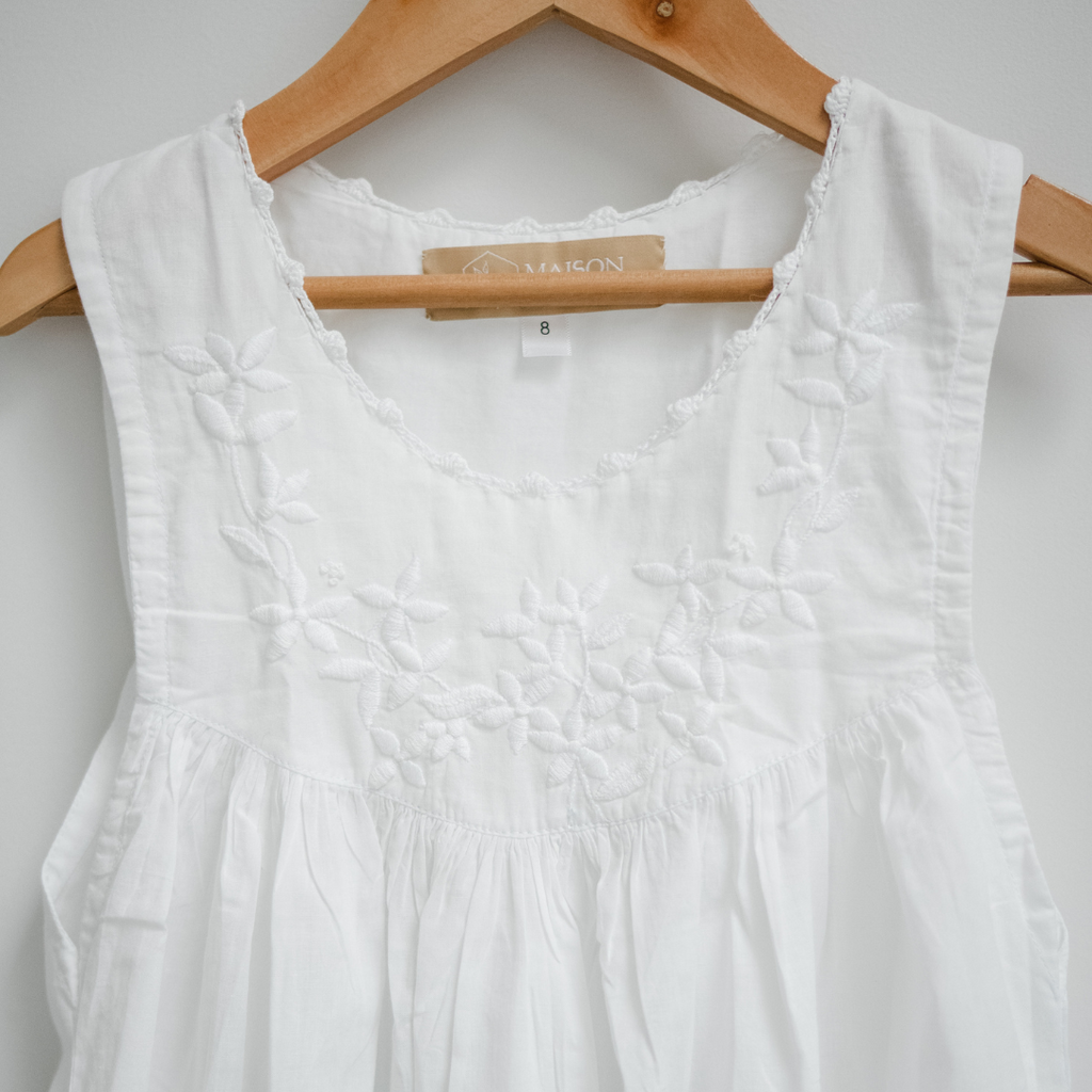 Little Girl Dress - White Garland