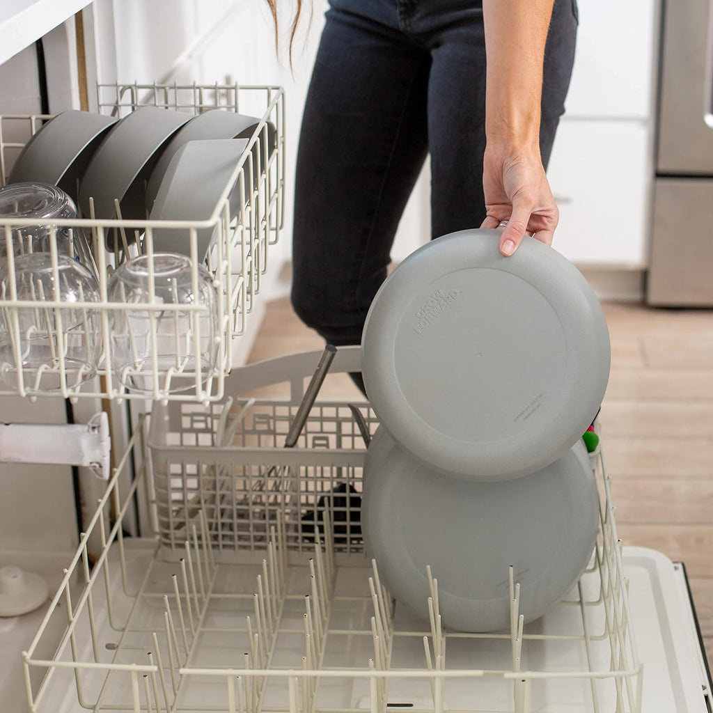 Premium Wheat Straw Plates and Bowls Sets - 8-Piece Wheat Straw Dinnerware Sets - Unbreakable & Reusable Microwave Safe Plastic Dinner Plates for Outdoors, RV, Camping Dishes - Feather