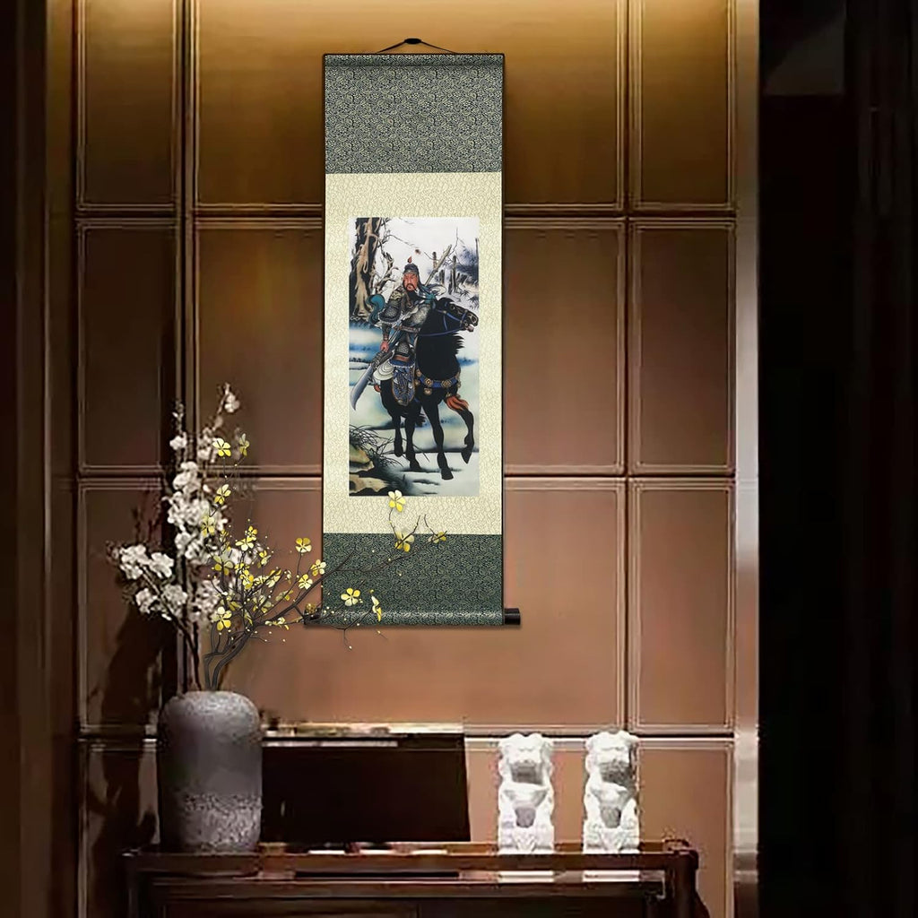 Asian Wall Decor Beautiful Silk Scroll Painting Oriental Decor Chinese Art Wall Scroll Hanging Painting Scroll (36.2 X 12 In) (C9)