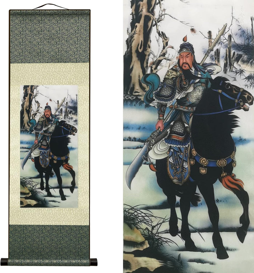 Asian Wall Decor Beautiful Silk Scroll Painting Oriental Decor Chinese Art Wall Scroll Hanging Painting Scroll (36.2 X 12 In) (C9)