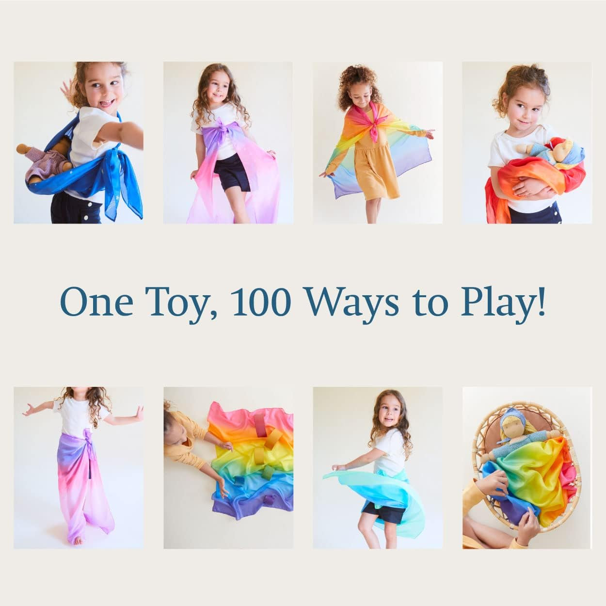 Enchanted Playsilk, 100% Silk Scarves for Kids and Toddlers, Sensory Toys | Bright Square Scarves, Montessori Waldorf Toys for Imaginative Pretend Play - Starry Night