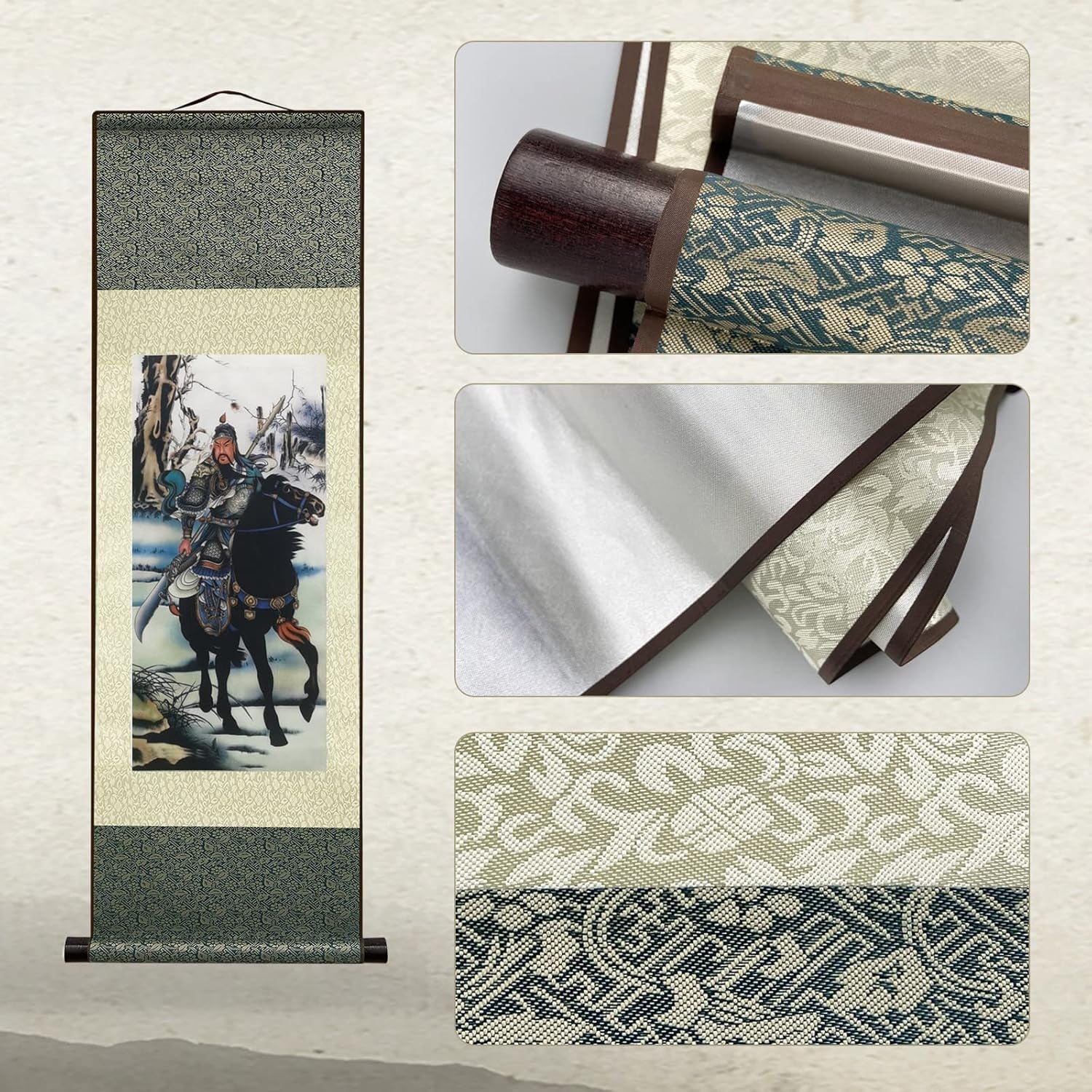 Asian Wall Decor Beautiful Silk Scroll Painting Oriental Decor Chinese Art Wall Scroll Hanging Painting Scroll (36.2 X 12 In) (C9)