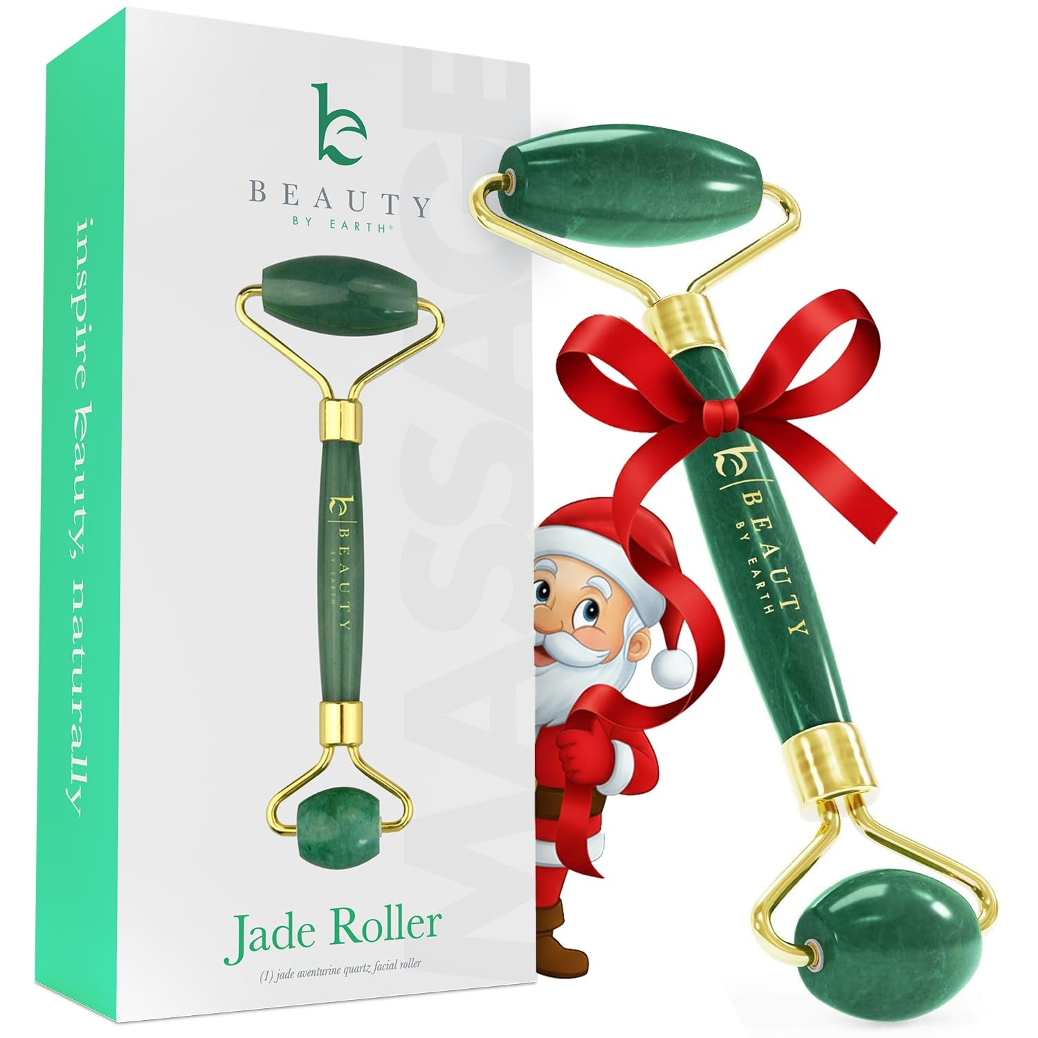 Jade Roller for Face - Smoothes Fine Lines & Wrinkles, Stocking Stuffers for Women, Massager Skin Care Tools with Small Eye Roller for Puffy Eyes, De-Puffing & Firming Facial Tool, Self Care Gifts