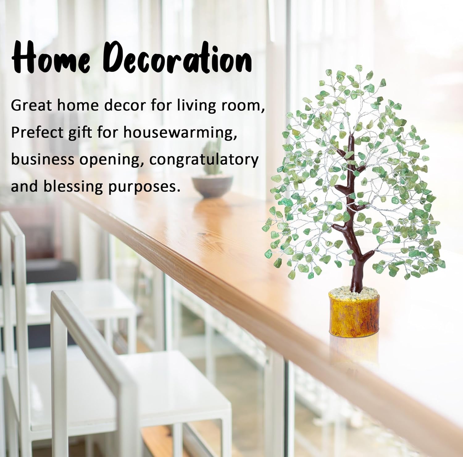 Green Jade Crystals Tree of Life Decor for Shelf Healing Crystals Spiritual Gift Sage Green Office & Room Decor House Warming Gifts New Home Decor Feng Shui Birthday Gifts for Women & Men