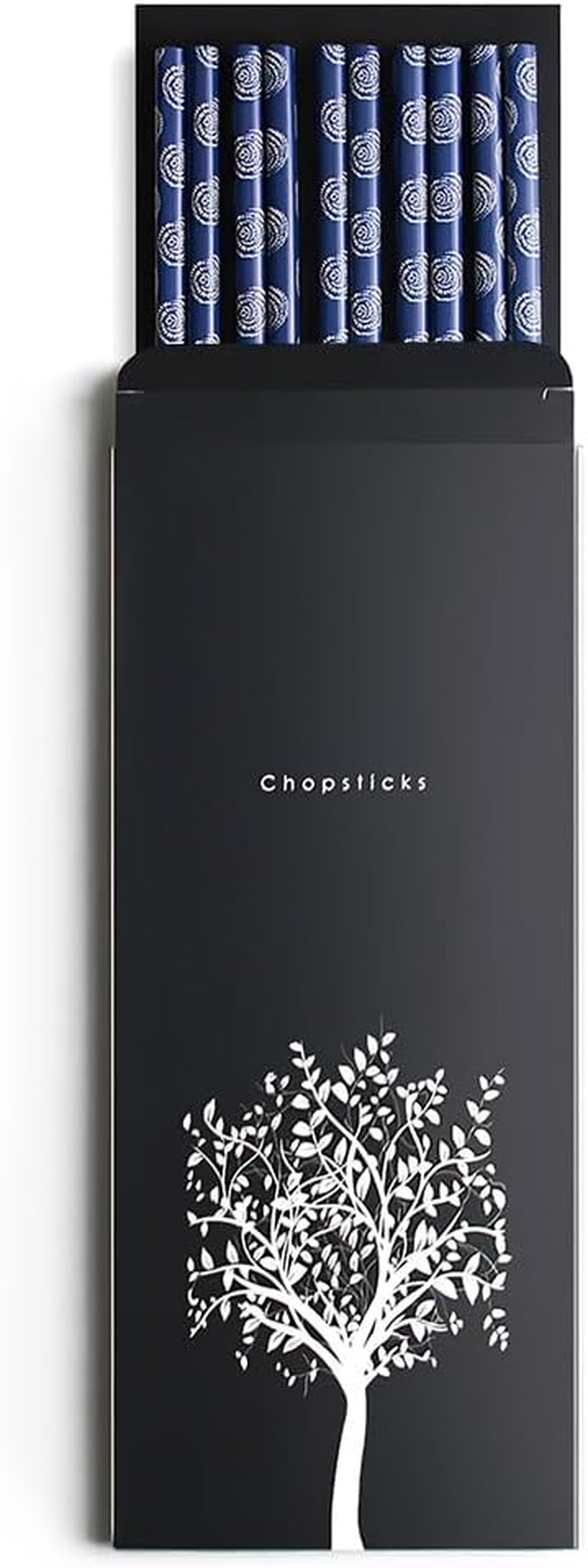 5-Pair Bamboo Chopsticks Reusable Classic Japanese Chop Sticks Gift Set, Dishwasher Safe, Hand-Carved 8.8 Inch/22.5Cm (Blue round Chopsticks with Box)