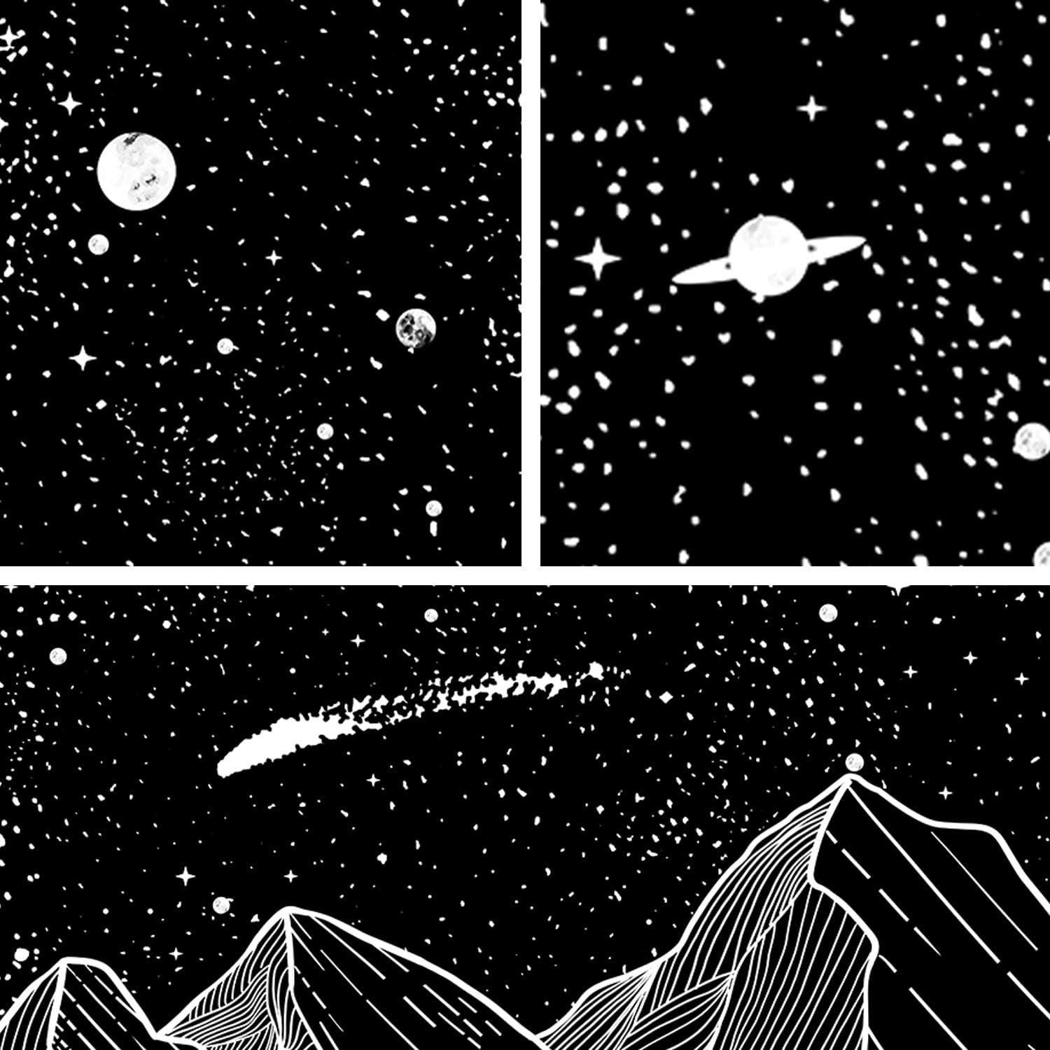 Black and White Tapestry Starry Night Mountain Tapestries for Bedroom Aesthetic Moon and Stars Tapastry'S Wall Hanging Dark Nature Forest Wall Tapestry for Living Room Dorm (Dark, 80'' × 60'')