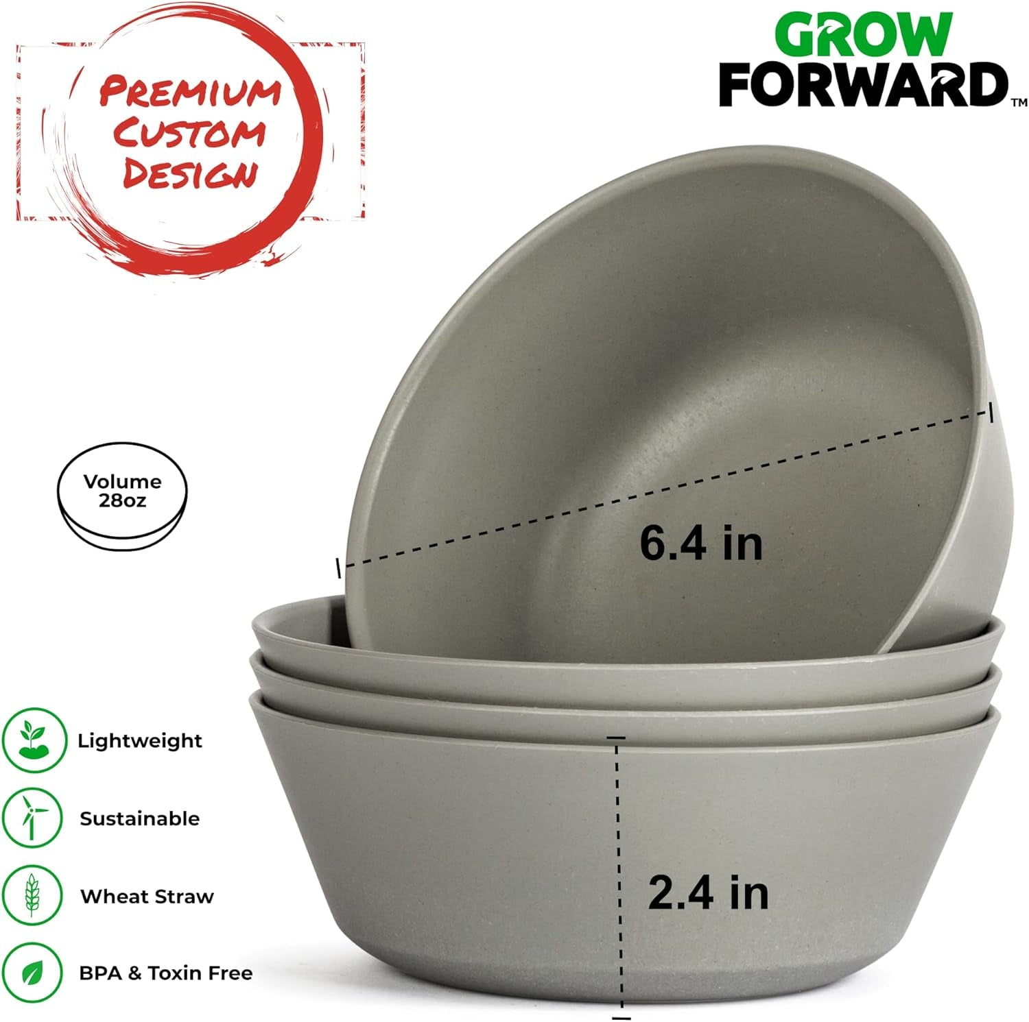 Premium Wheat Straw Plates and Bowls Sets - 8-Piece Wheat Straw Dinnerware Sets - Unbreakable & Reusable Microwave Safe Plastic Dinner Plates for Outdoors, RV, Camping Dishes - Feather